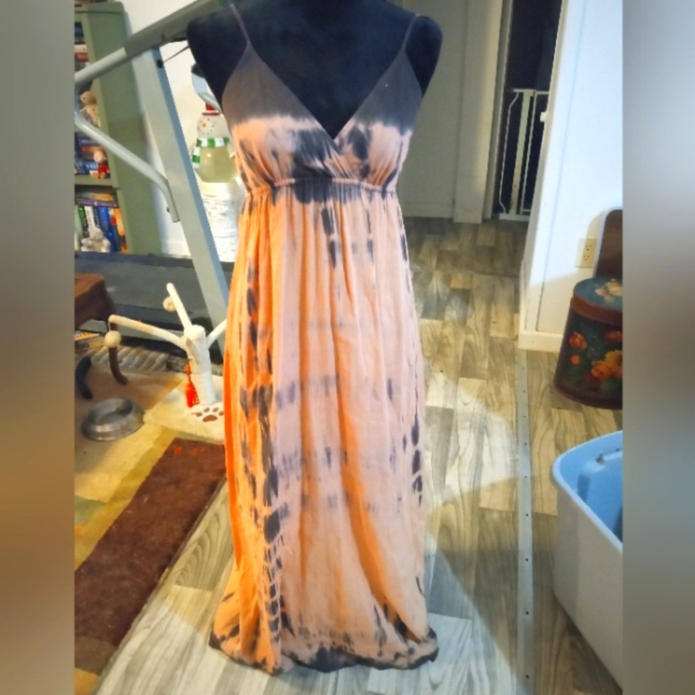 Orange and Brown Tye-dyed Dress